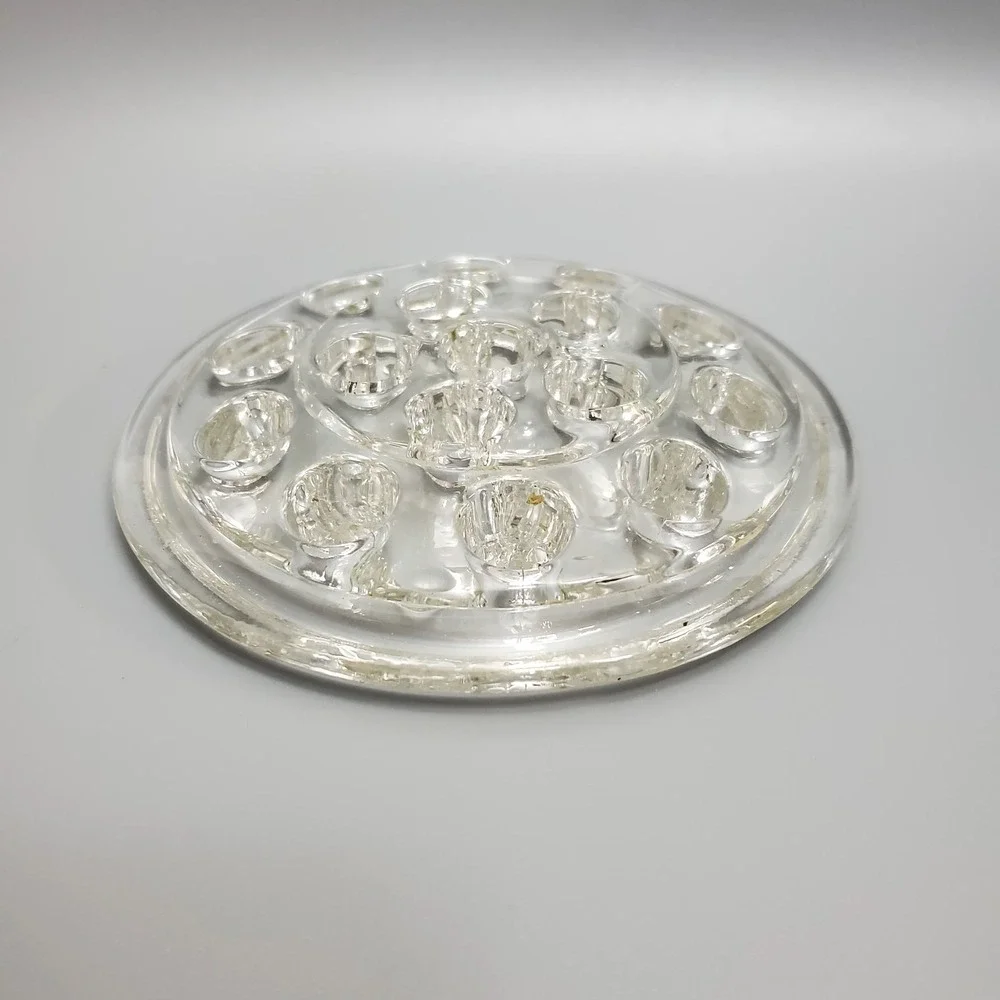 Vintage Flower Frog Clear Glass Round Floral Arrangement 16‎ Holes